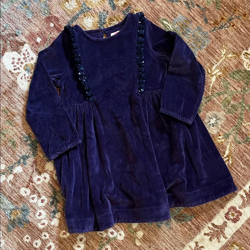 Mini Boden purple Velvet Dress with Sequin Detail